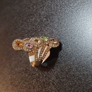 Elegant Adjustable Multi-Color Gemstone Ring